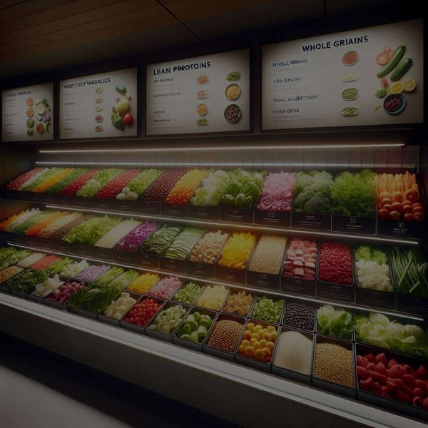 Comment concevoir un bar à salades qui encourage les choix sains tout en étant visuellement attrayant ?